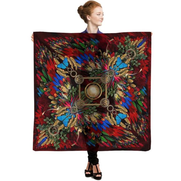 Scarlet Macaw Square Silk Modal Oversized Scarf - Picture 2 of 5